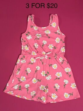🌟Zunie Girls 5T Pink Floral Romper NWOT